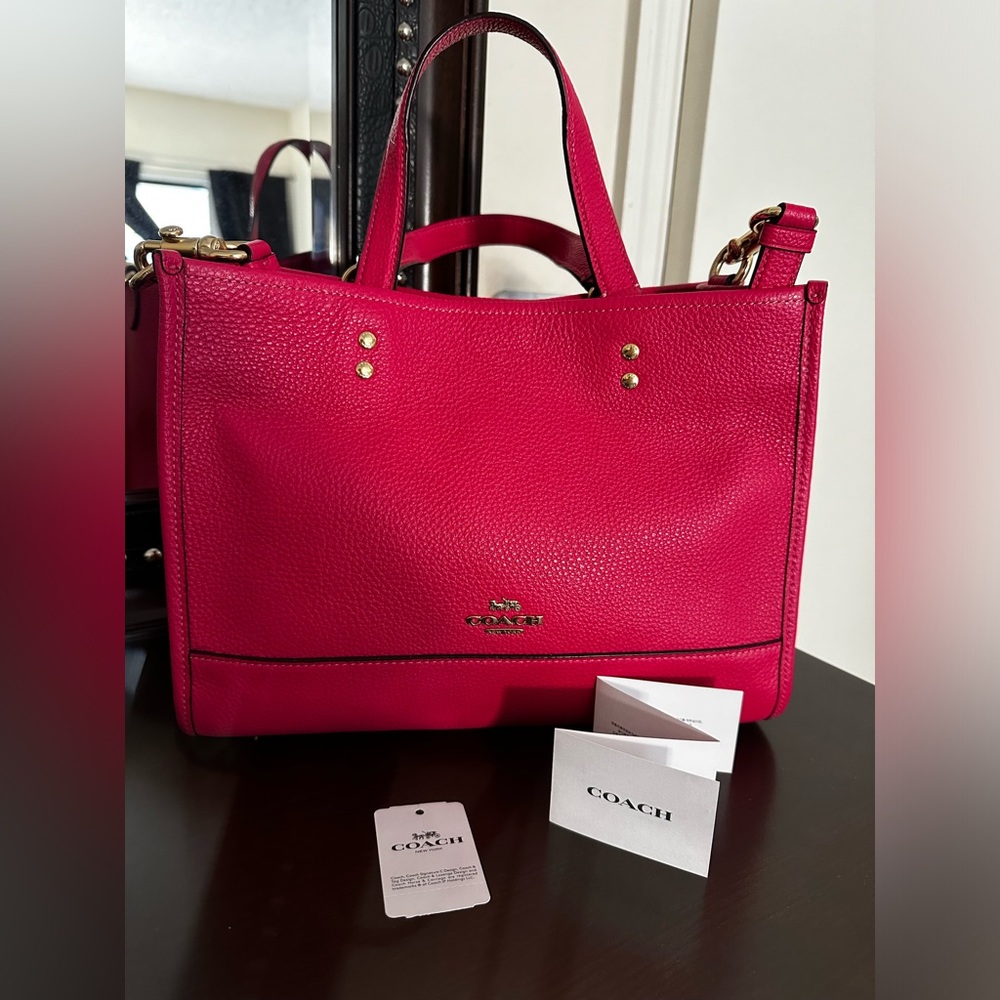 Coach Hot Pink Leather Tote / Messenger Bag